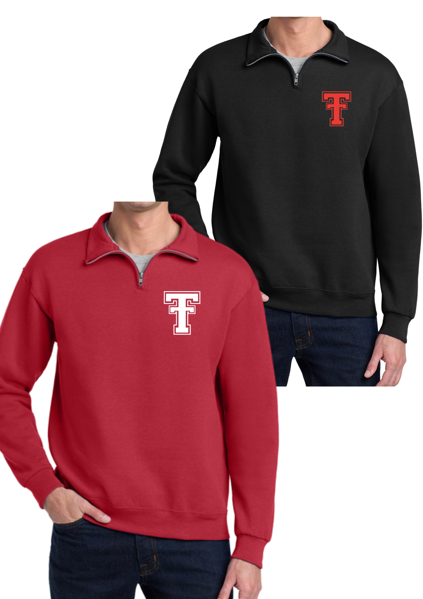 Troy FB Jerzees 1/4-Zip Cadet Collar Sweatshirt Embroidered